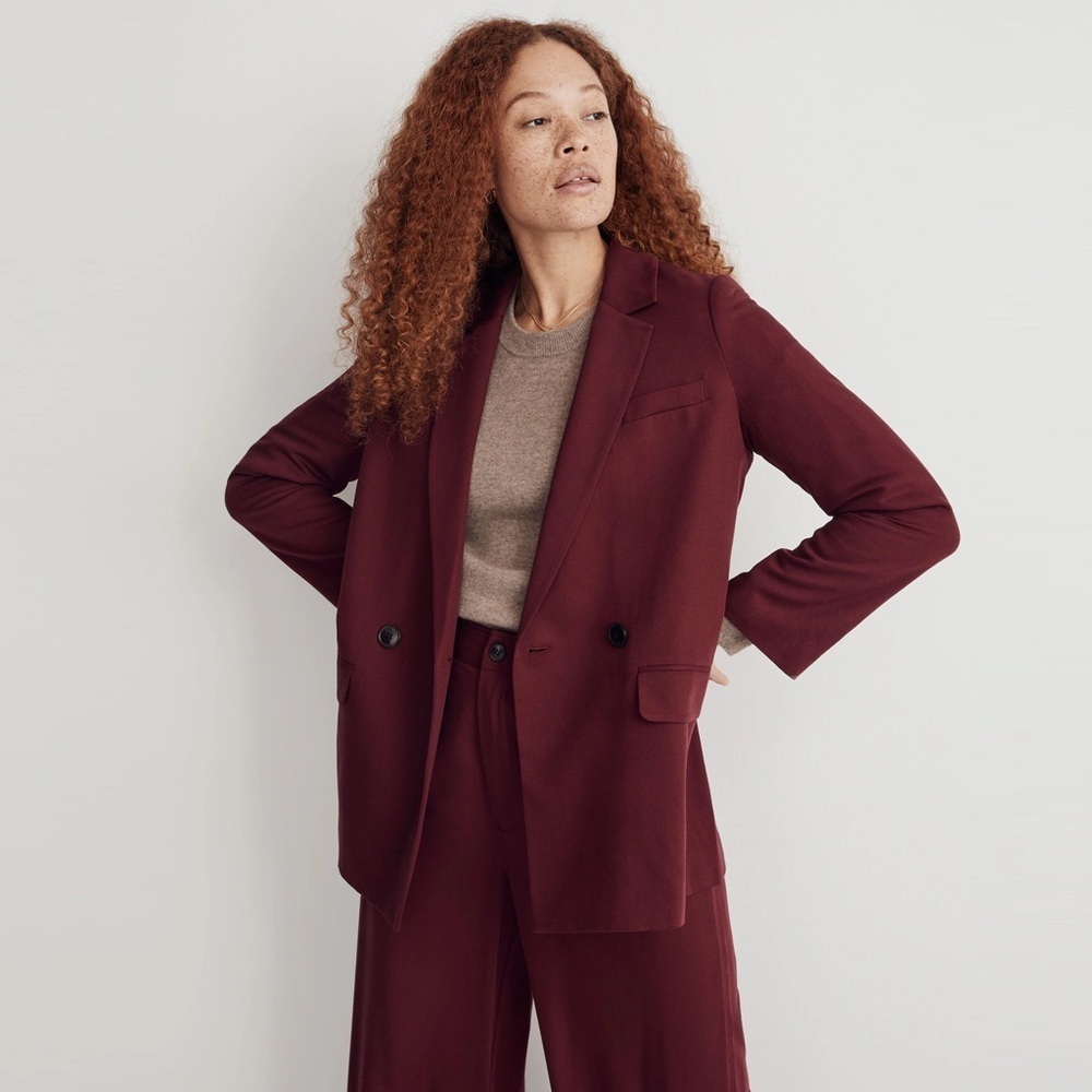 Madewell - Drapeweave Caldwell Double-Breasted Blazer - Cabernet